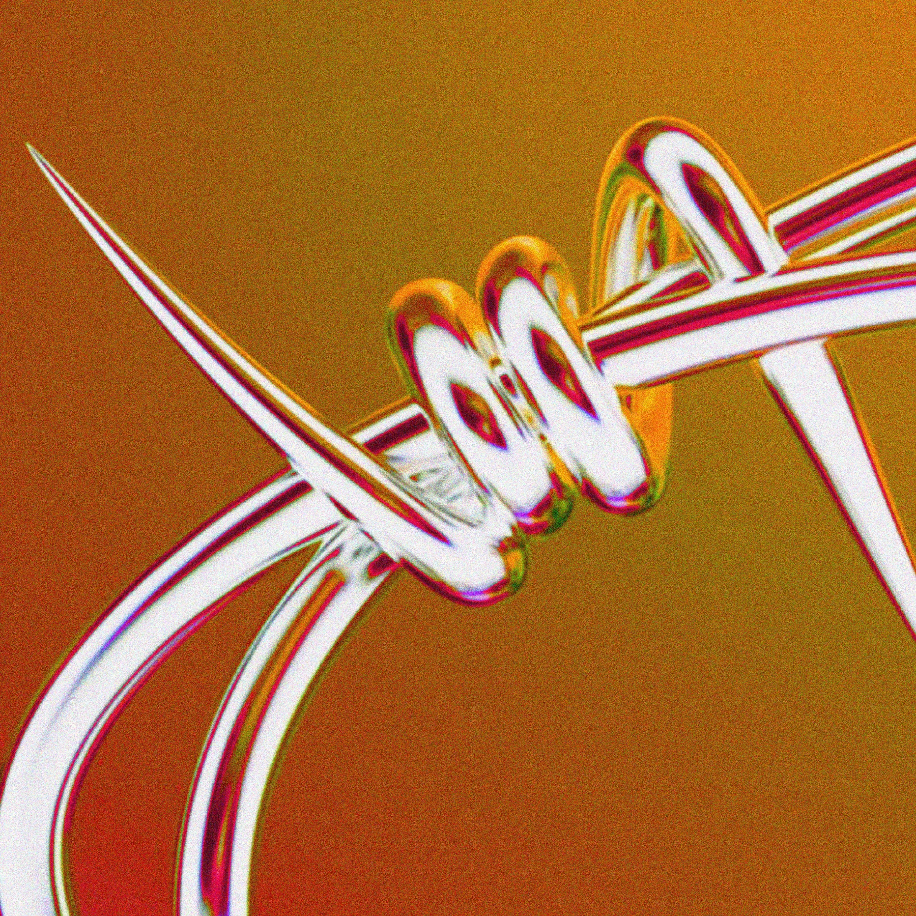 Abstract 3D metal study modeled in AutoCAD and colored in Procreate